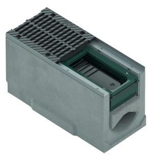 3P Filter Channel Drain with Sedimentation Box in green.