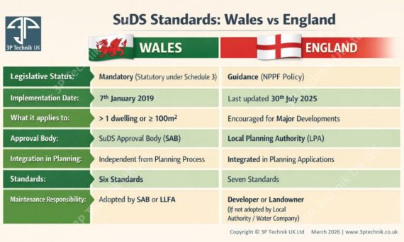 SuDS Standards Comparison Wales v England Table