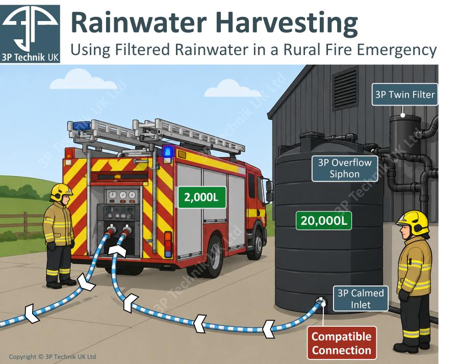 Using Filtered Rainwater in a Rural Fire Emergency - 3P Technik UK Ltd